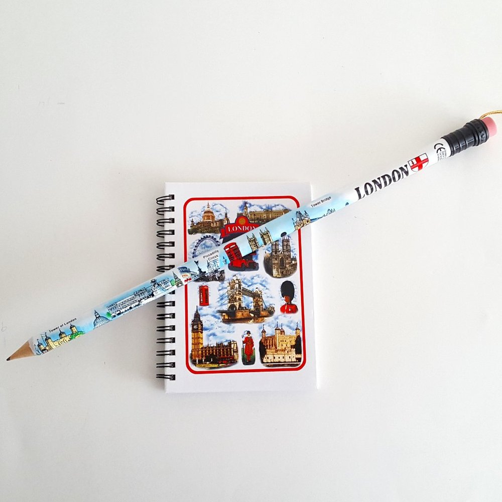 Extra Large Jumbo Pencil & Small Notebook London England Souvenir